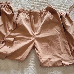 Zara Tan Cropped Ankle Pants Relaxed Fit